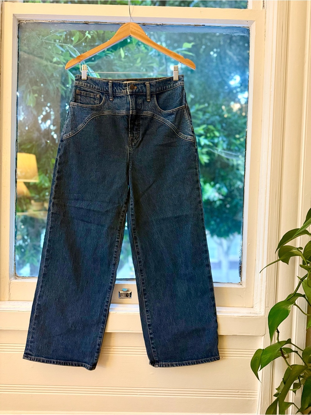 Madewell Wide-Leg Relaxed Dark Blue Denim Jeans